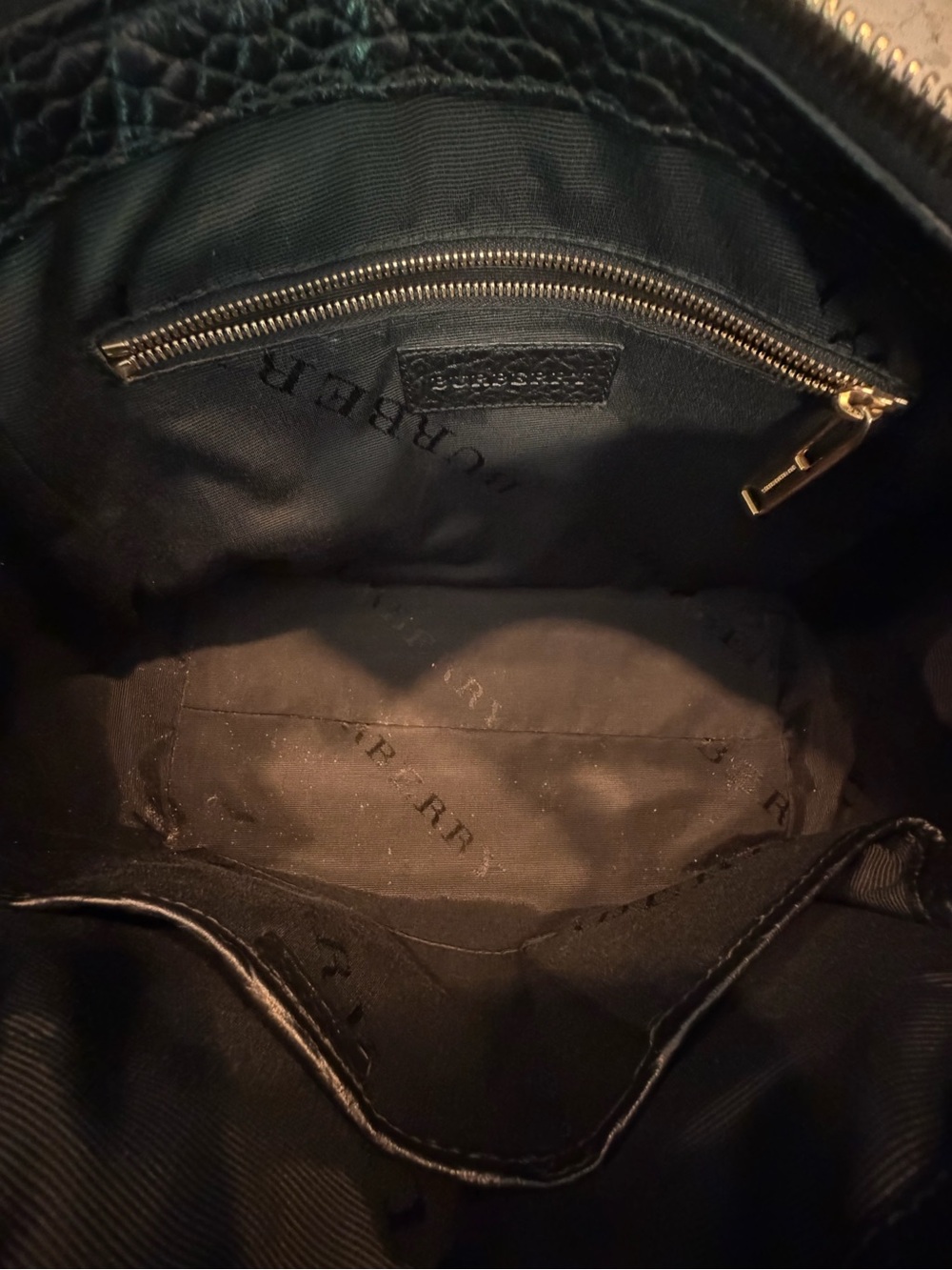 Burberry Black Pebbled Leather Satchel Handbag - Heritage Gladstone - Picture 10 of 13